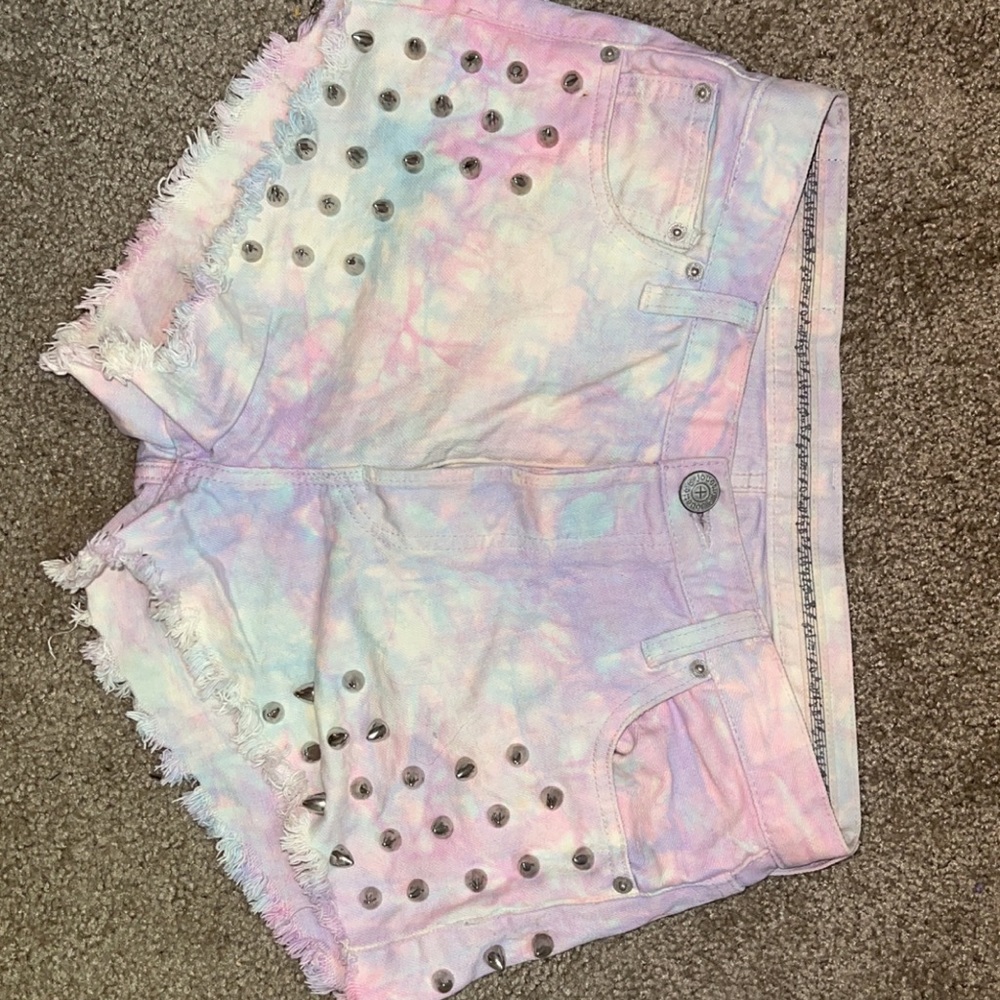 Tie Dye Studded Shorts - Picture 3 of 4